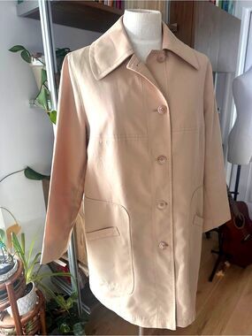 Vintage 70s Misty Harbor Raincoat Jacket Beige Minimalist Utility Coat Size M